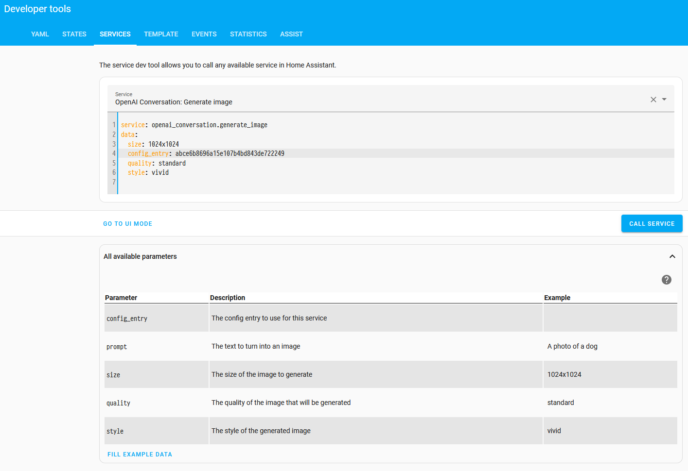 Open AI Conversation YAML Mode